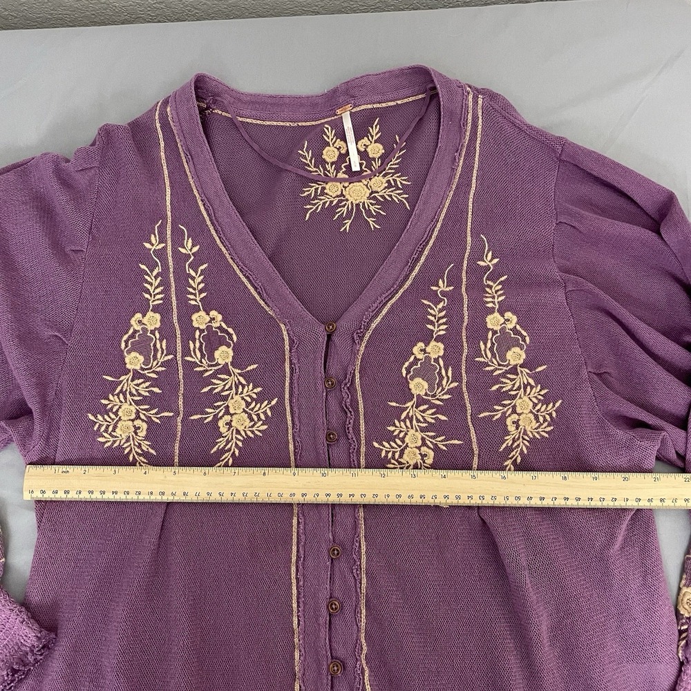 Free People Sweater Womens Large L Knit Embroidered Pullover - Picture 8 of 12